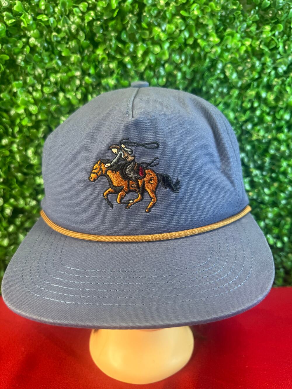 Flatland Cavalry Easy Rider Snapback Hat Blue Tan Rope 5-Panel Cowboy Cap